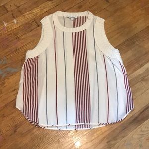 Elizabeth and James Crochet Trim Silk Top EUC